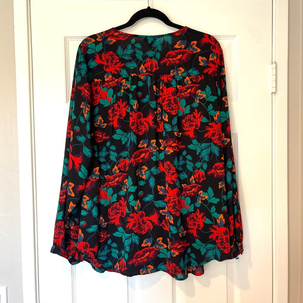 Torrid Red and Green Ruffled Blouse